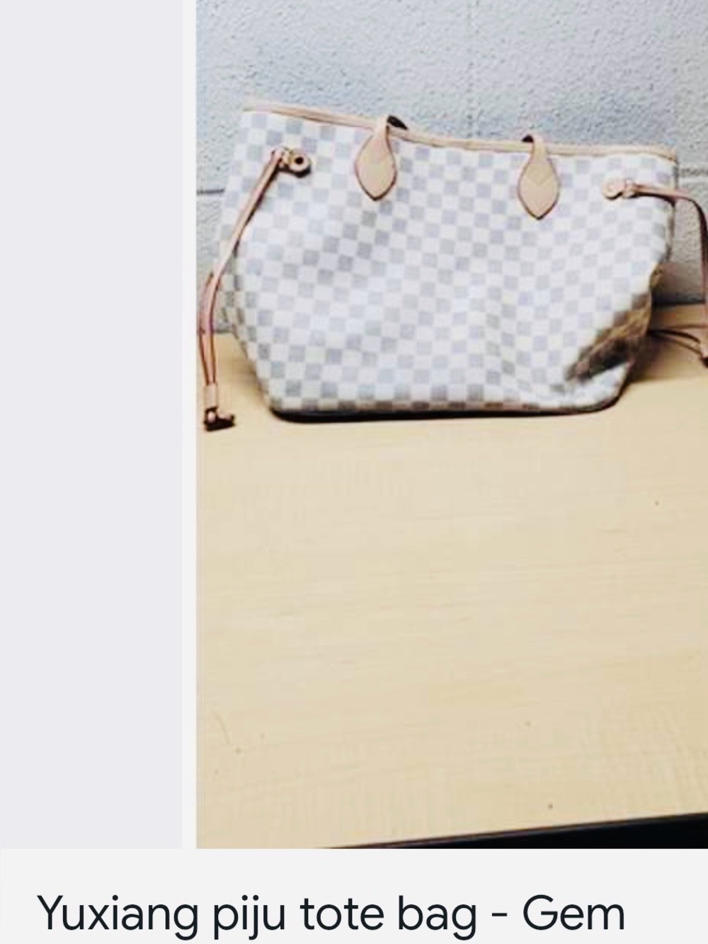 #2209”12x19” Yuxiang PijuW/Pouch”6x-10 inspired White/Gray Checkered Tote Bag - Picture 9 of 17